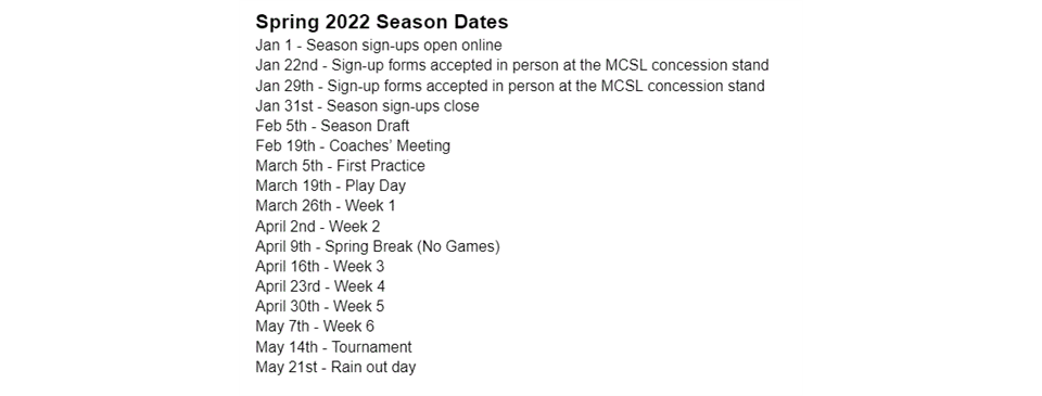 Spring 2022 Dates